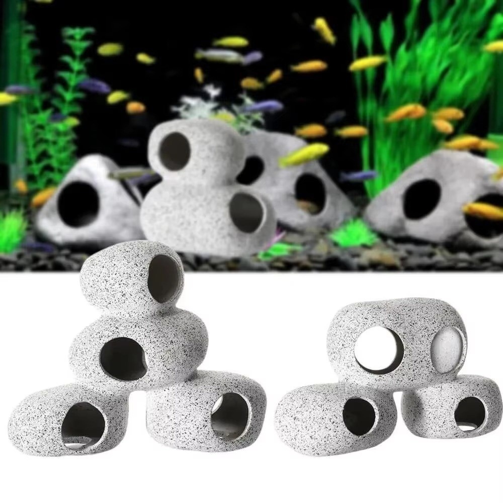 Aquarium Fish Cave - Purple Clay Aquarium Hideaway Rock Natural