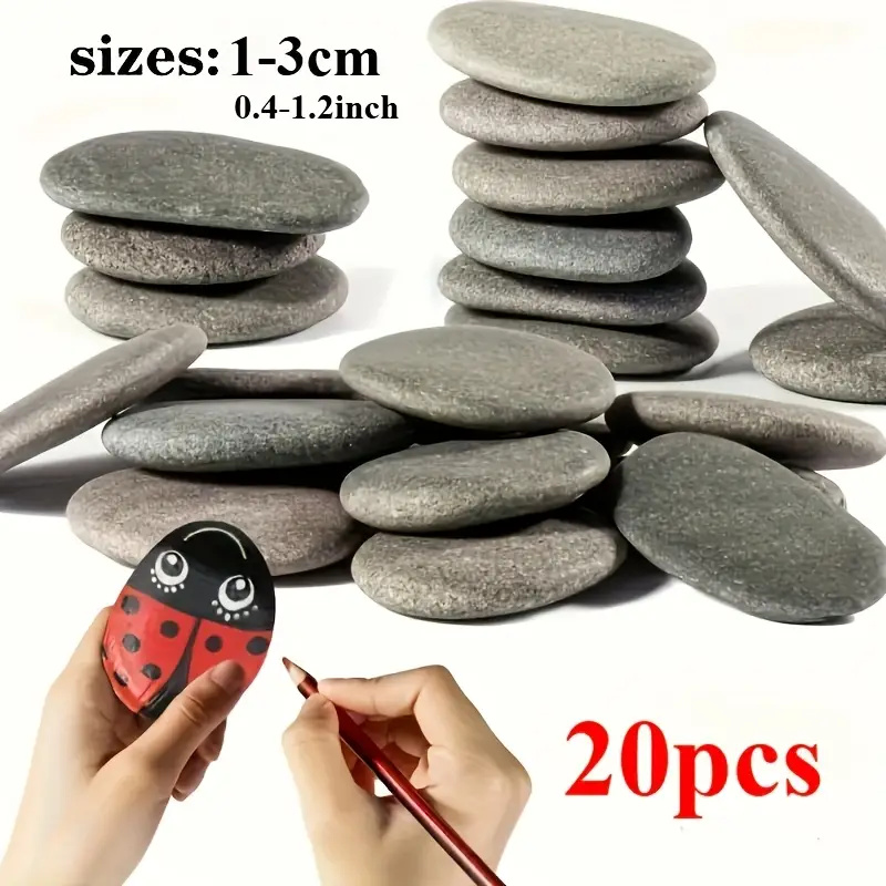 Aquarium Fish Land - 20Pcs Natural River Rocks Smooth Flat