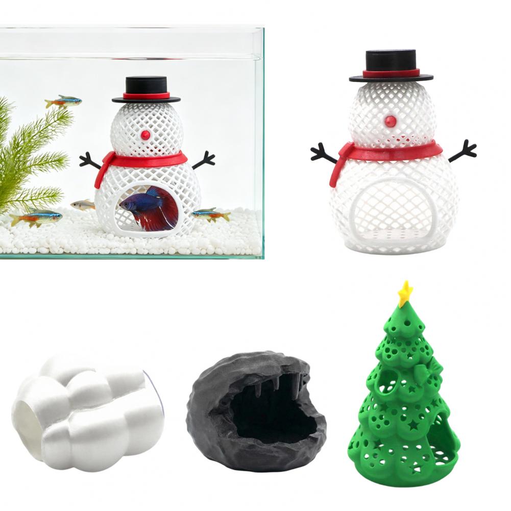 Aquarium Fish Cave - Fish Tank Decorations Christmas Aquarium Hideout