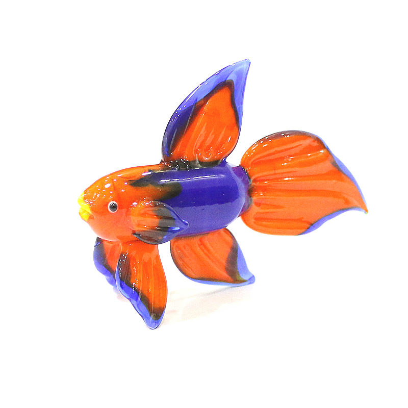 Live Fish Aquarium - Orange Murano Glass Tropical Fish Figurine