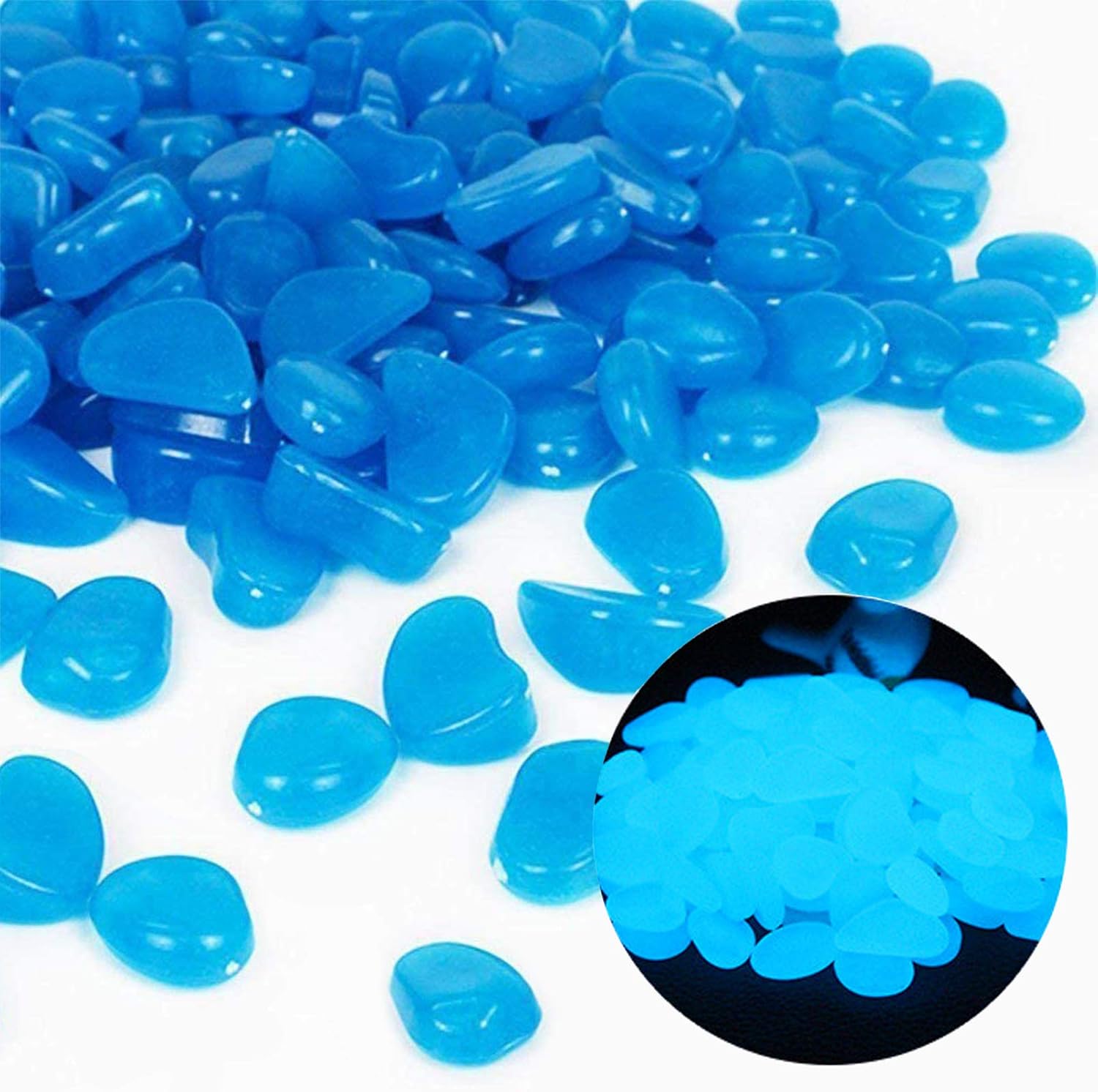 Aquarium Fish Land - Fish Tank Rocks Glow Blue Pebbles