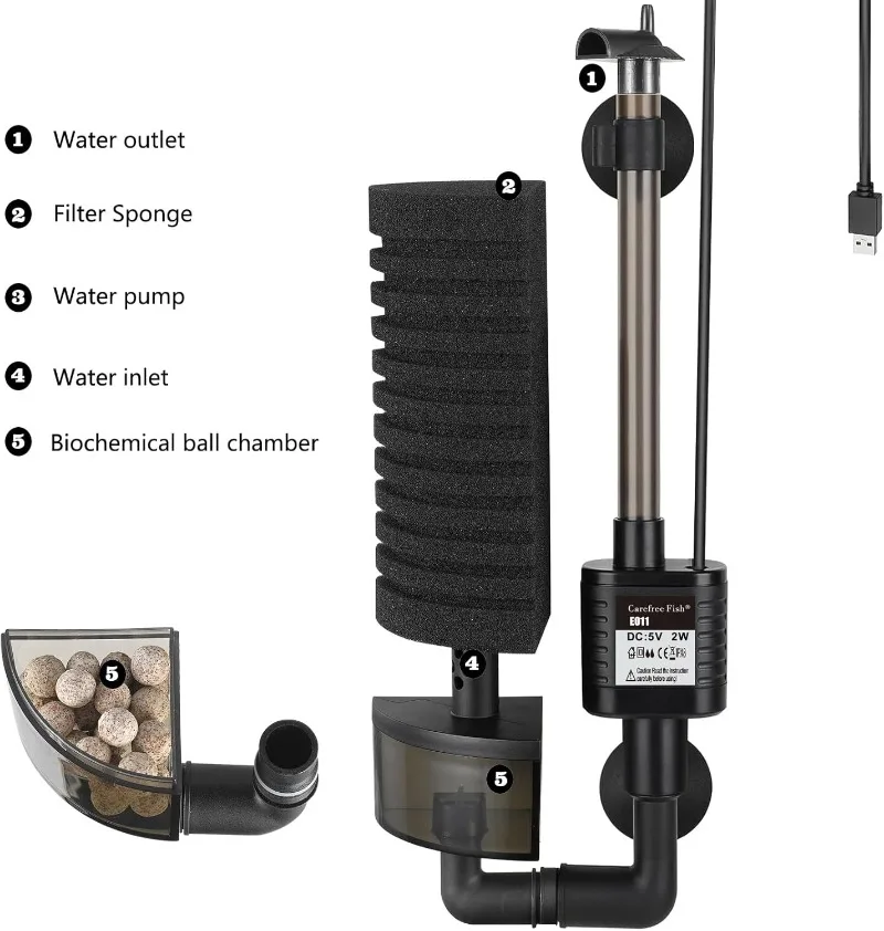 Quiet Aquarium Filter USB Bio- - Aquarium Fish In Bowl review and price